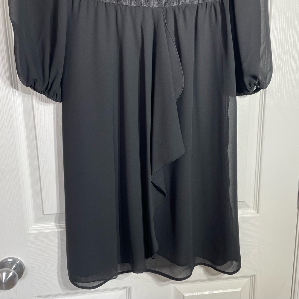 Vintage 70s Sheer Black Dress Size 12 Herman Marcus - Picture 3 of 8